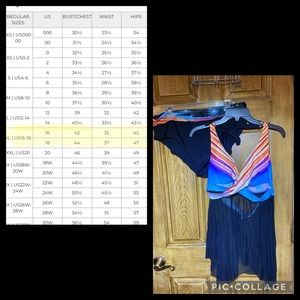 XL/18 black and multicolor sexy tankini swimsuit